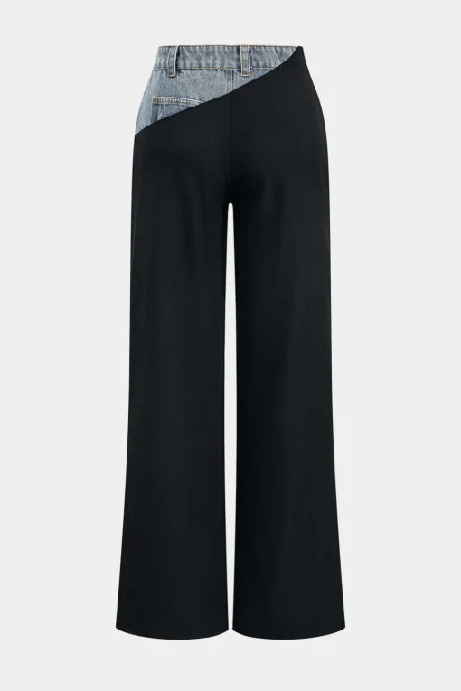 MICAS Pants-Denim Patchwork Pocket Trousers BLACK