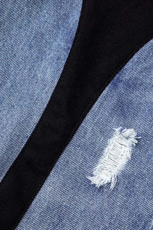 MICAS Jeans-Denim Patchwork Straight Leg Jeans BABY BLUE