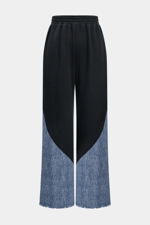 MICAS Pants-Denim Patchwork Trousers BLACK