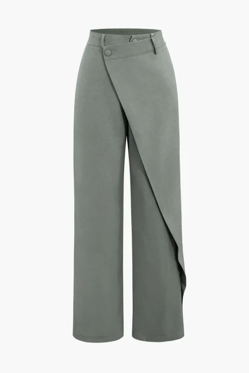 MICAS Pants-Draped Wrap Straight Leg Suit Pants BLACK