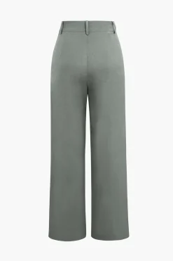 MICAS Pants-Draped Wrap Straight Leg Suit Pants BLACK