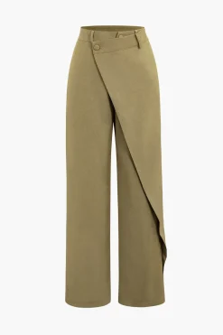 MICAS Pants-Draped Wrap Straight Leg Suit Pants BLACK