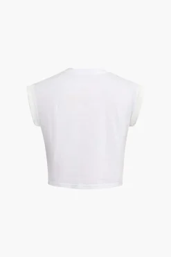 MICAS T-Shirts|Tank Tops & Cami-Eye Look Graphic Knot Hem T-Shirt