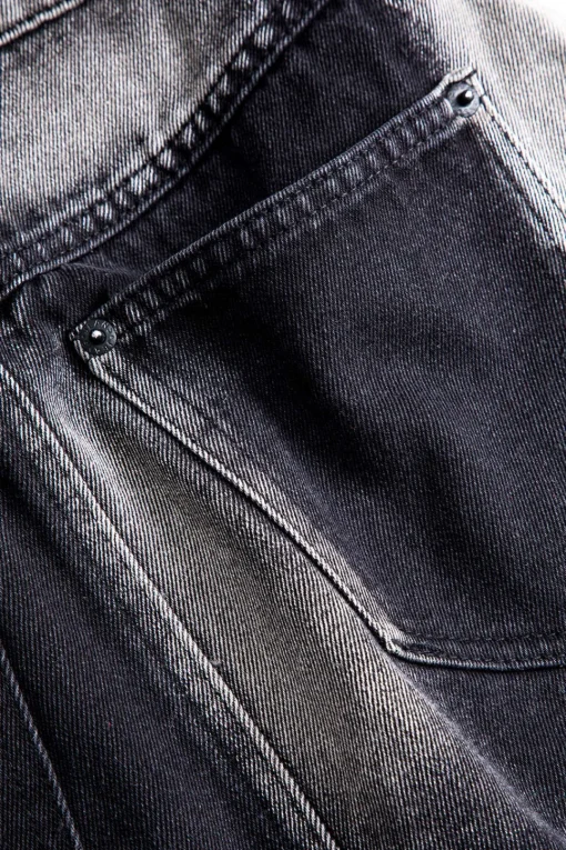 MICAS Skirts-Faded Denim Pocket Button Skirt BLACK