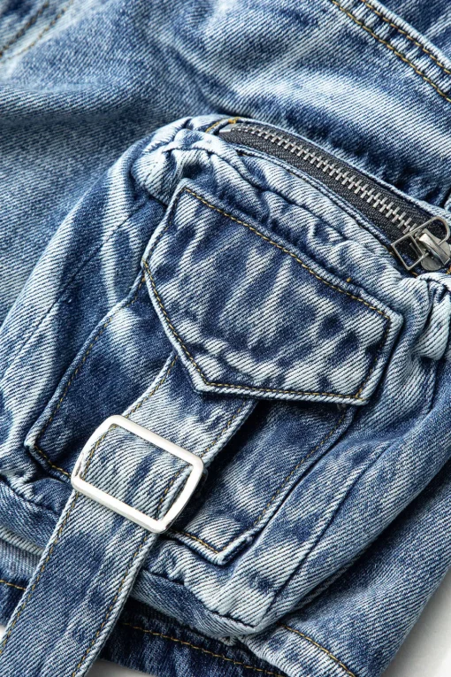 MICAS Skirts-Faded Pocket Denim Mini Skirt