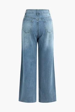 MICAS Jeans-Faded Straight Leg Jeans LIGHT WASH BLUE
