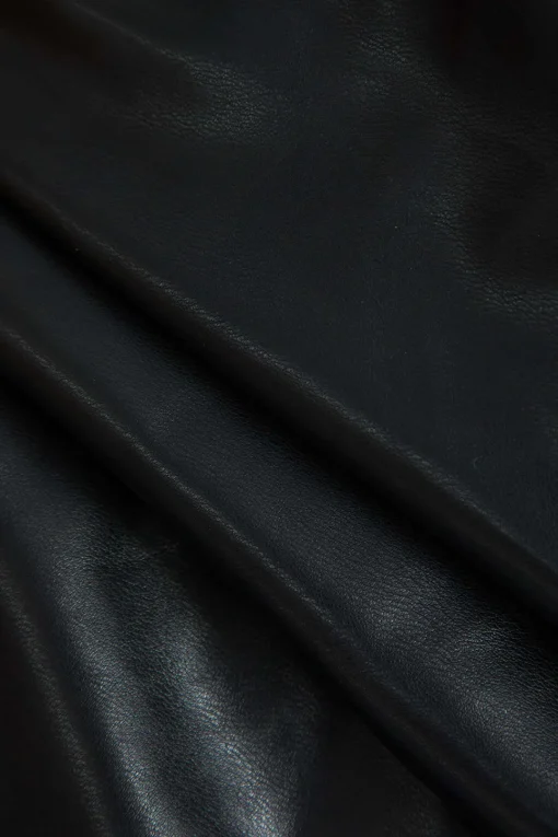 MICAS Mini Dresses-Faux Leather Asymmetrical Twist Knot Zipper Mini Dress BLACK