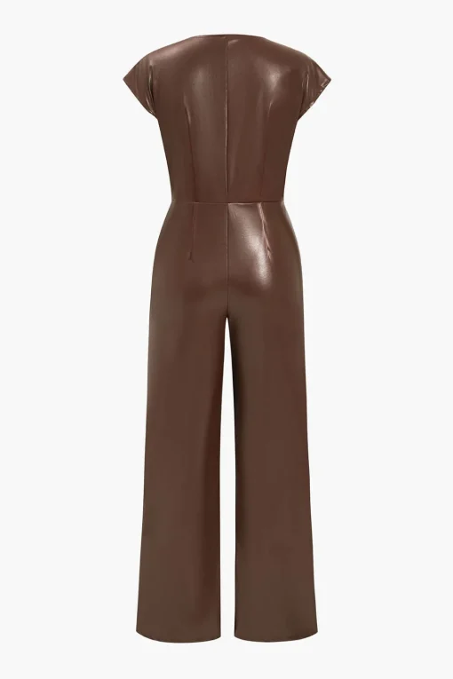 MICAS Jumpsuits & Rompers-Faux Leather Button Jumpsuit
