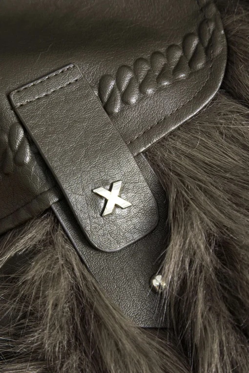 MICAS Outerwear|Outerwear-Faux Leather Fur Patchwork Coat