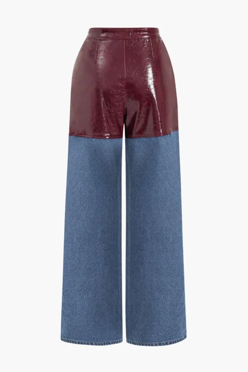 MICAS Jeans-Faux Leather Patchwork Jeans
