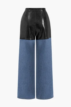 MICAS Jeans-Faux Leather Patchwork Jeans