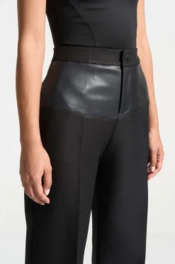 MICAS Pants-Faux Leather Patchwork Trousers