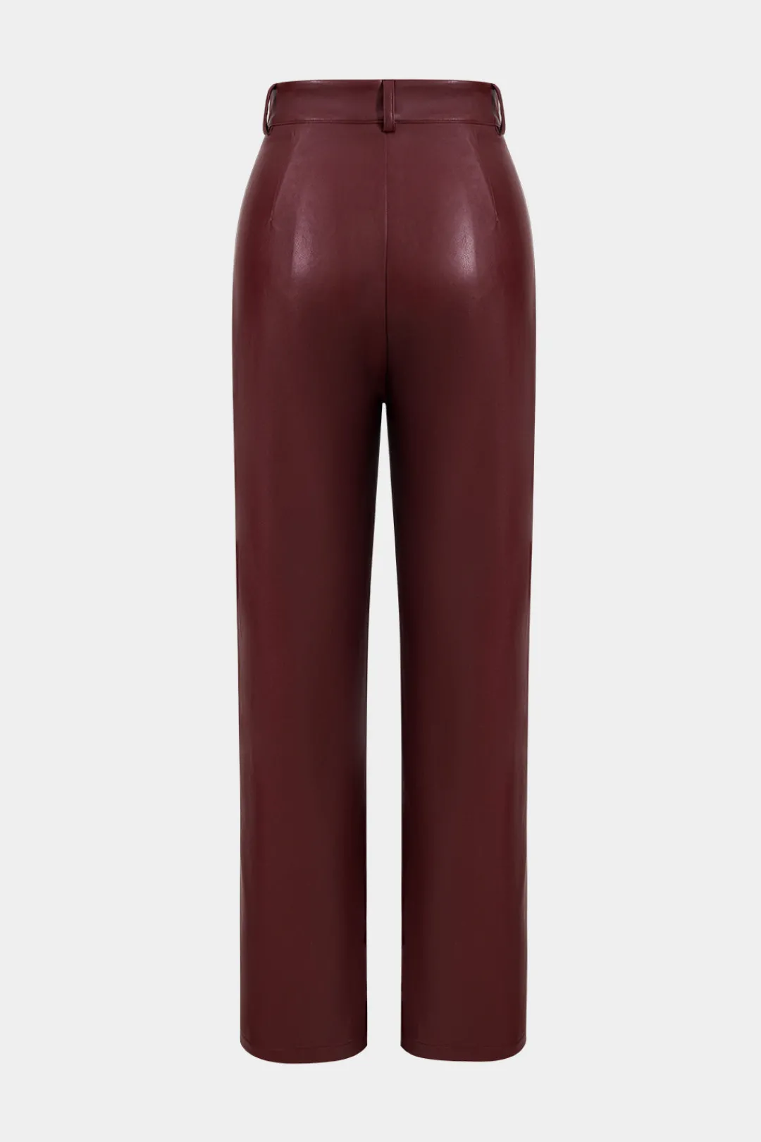 MICAS Pants-Faux Leather Patchwork Trousers Contrast Color