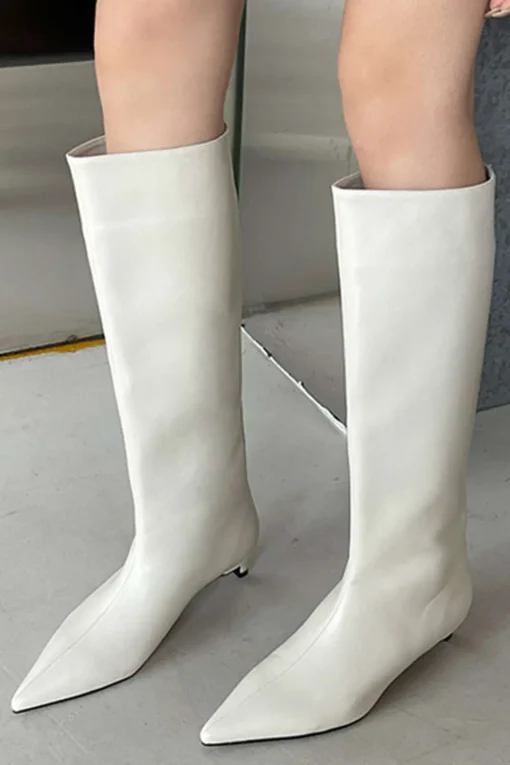 MICAS Shoes|Shoes-Faux Leather Pointed Toe Thin Heel Knee-High Mid Calf Boots