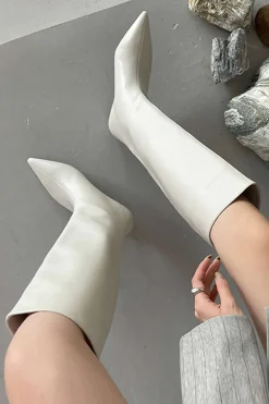 MICAS Shoes|Shoes-Faux Leather Pointed Toe Thin Heel Knee-High Mid Calf Boots