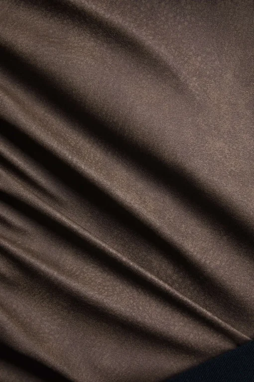 MICAS Skirts-Faux Leather Ruffle Tie-Up Patchwork Skirt BROWN