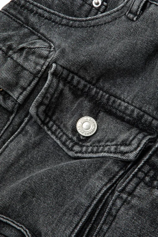 MICAS Skirts-Flap Pocket Denim Skirt BLACK