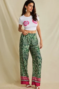 MICAS T-Shirts-Floral Print Crop T-shirt WHITE