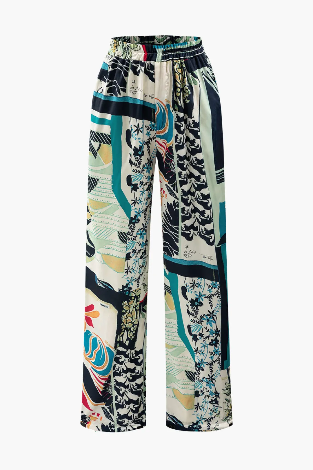 MICAS Pants-Floral Print High Waisted Straight Leg Pants