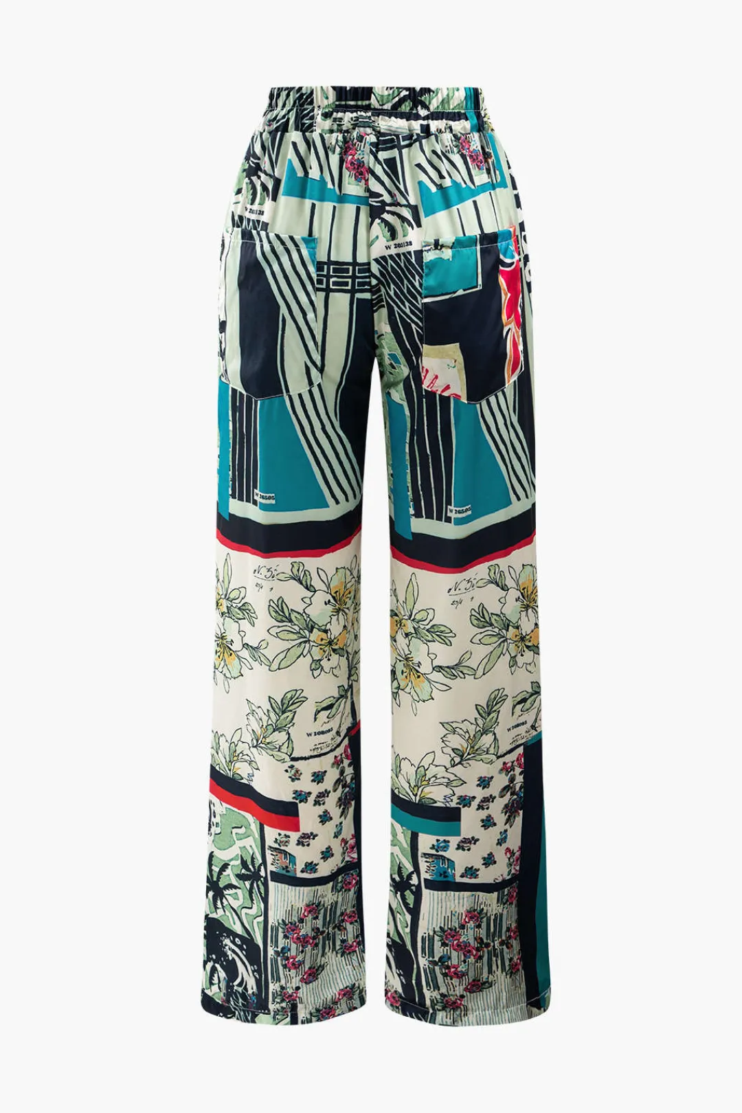 MICAS Pants-Floral Print High Waisted Straight Leg Pants