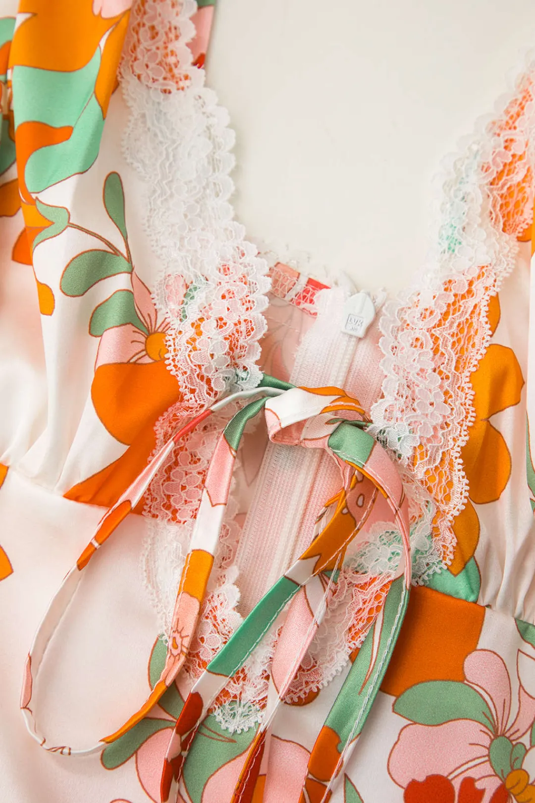 MICAS Maxi Dresses-Floral Print Lace Trim V-neck Maxi Dress MULTICOLOR