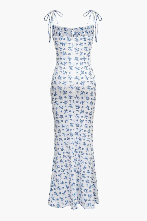 MICAS Midi Dresses-Floral Print Tie Strap Maxi Dress WHITE