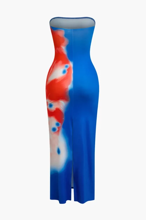 MICAS Maxi Dresses-Flower Print Slit Maxi Dress