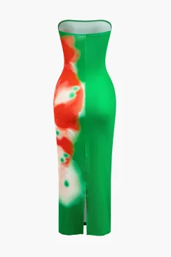 MICAS Maxi Dresses-Flower Print Slit Maxi Dress