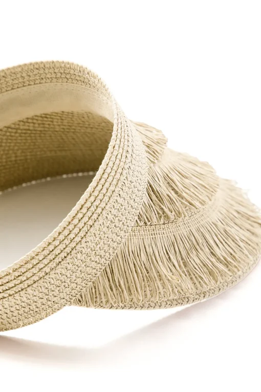 MICAS Accessories-Fringe Brim Straw Visor Hat