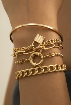 MICAS Bracelets|Accessories-Layered Chain Bracelet Set GOLD