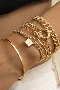 MICAS Bracelets|Accessories-Layered Chain Bracelet Set GOLD