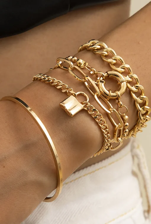 MICAS Bracelets|Accessories-Layered Chain Bracelet Set GOLD