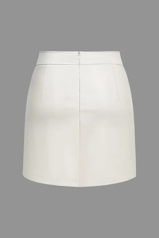 MICAS Skirts-High Waist Faux Leather Zipper Mini Skirt
