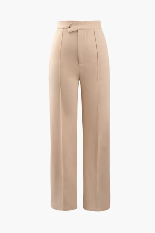 MICAS Pants-High Waisted Pressed-Crease Straight Leg Tailored Pants