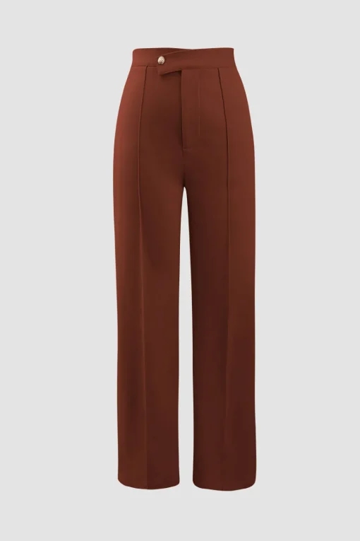 MICAS Pants-High Waisted Pressed-Crease Straight Leg Tailored Pants