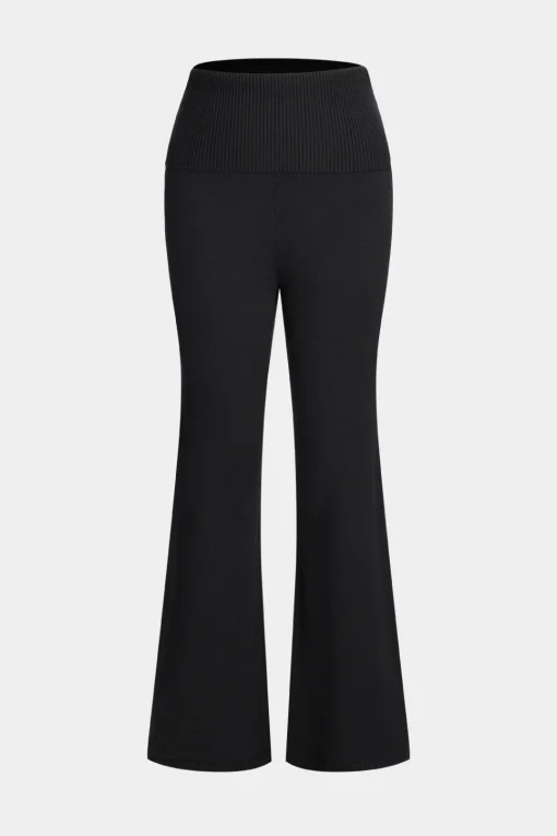 MICAS Pant Sets-Hooded Zipper Long Sleeve Top And Trousers Set BLACK