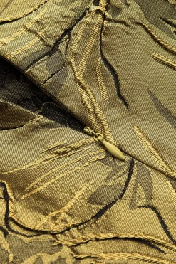 MICAS Skirts-Jacquard Metallic Puff Zipper Skirt GOLD