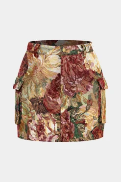 MICAS Skirts-Jacquard Pocket Skirt RED