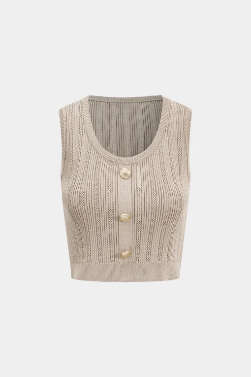 MICAS Knit Sets-Knit Bottom Tank Top And Cardigan And Skirt Set