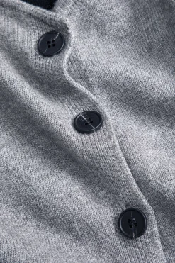 MICAS Knitwear|Knit Tops-Knit Button Patchwork Long-Sleeve Top BLACK