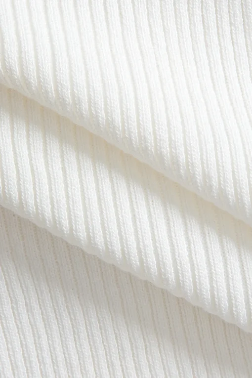 MICAS Knit Tops-Knit Crossed Asymmetrical Short-Sleeve Top WHITE
