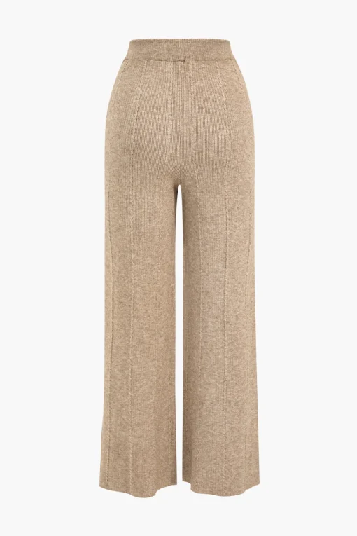 MICAS Knitwear|Knit Bottoms-Knit Straight Leg Trousers