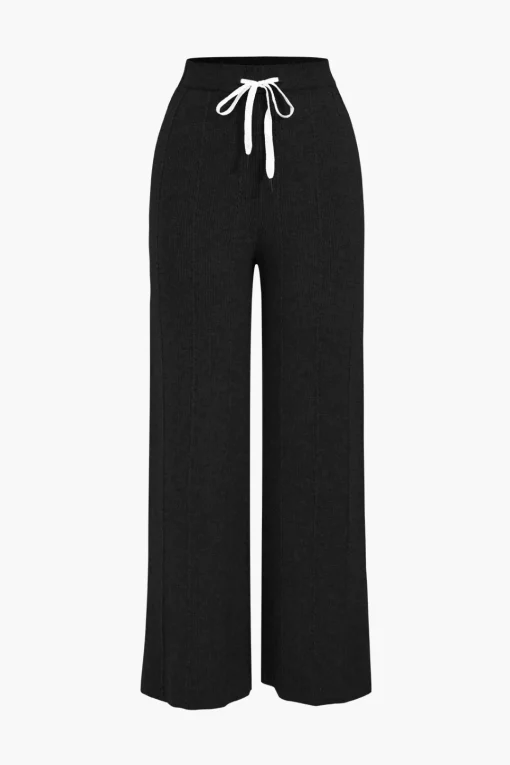 MICAS Knitwear|Knit Bottoms-Knit Straight Leg Trousers