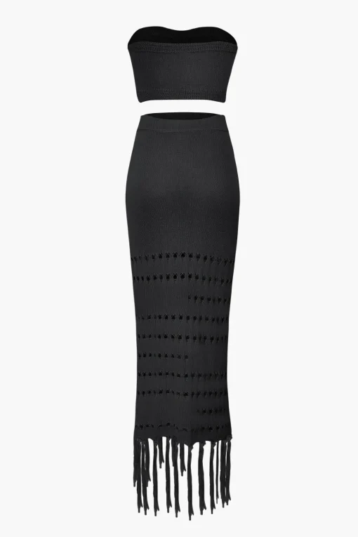 MICAS Swimwear-Knit Tube Top And Tassel Hem Skirt Set