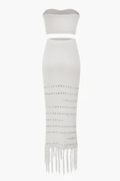 MICAS Swimwear-Knit Tube Top And Tassel Hem Skirt Set