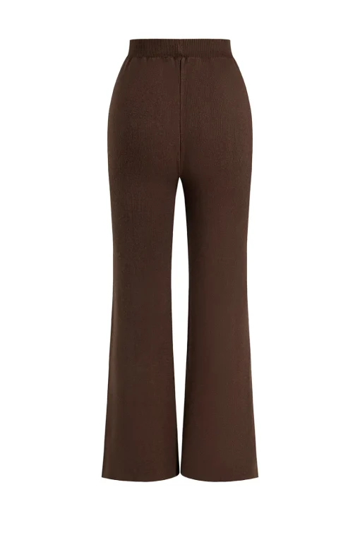 MICAS Knit Bottoms|Knit Bottoms-Knitted Drawstring Fringe Sweater Trousers BROWN