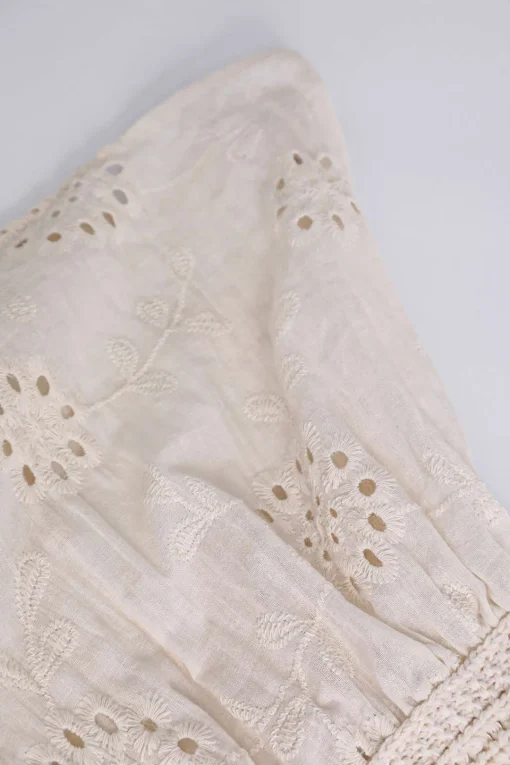 MICAS Tube Tops-Knot Front Knit Embroidered Tube Top BEIGE