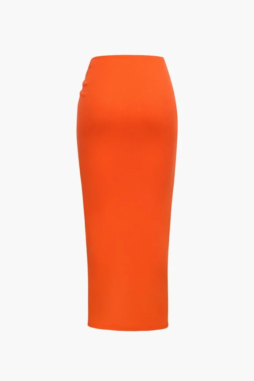 MICAS Skirts-Knot Side Slit Knit Midi Skirt