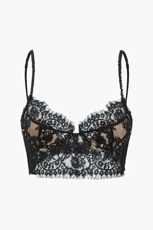 MICAS Lingerie & Sleepwear-Lace Slip Brassiere BLACK