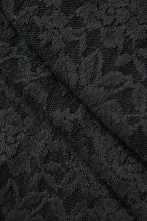 MICAS Maxi Dresses-Lace Slip Slit Maxi Dress BLACK